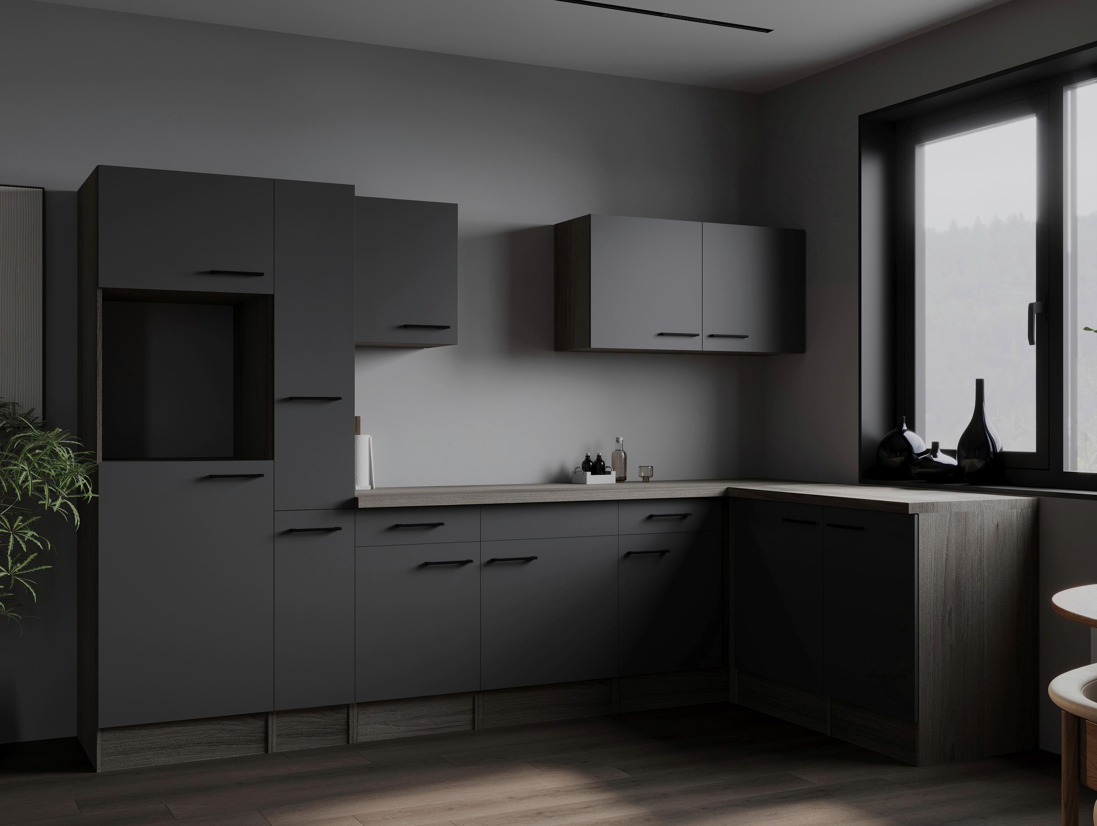 Eckküche Oliver Grau, Eiche Dekor S: 310x172cm - Eichefarben/Grau, Design, Holzwerkstoff (310/172cm) - Respekta