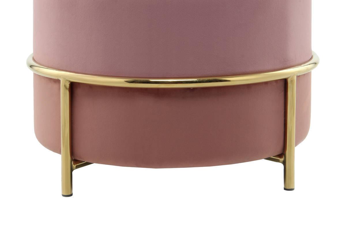 Pouf Samt Rosa H: 46 cm Rund - Goldfarben/Rosa, Basics, Holzwerkstoff/Textil (48,5/46/48,5cm) - Kayoom
