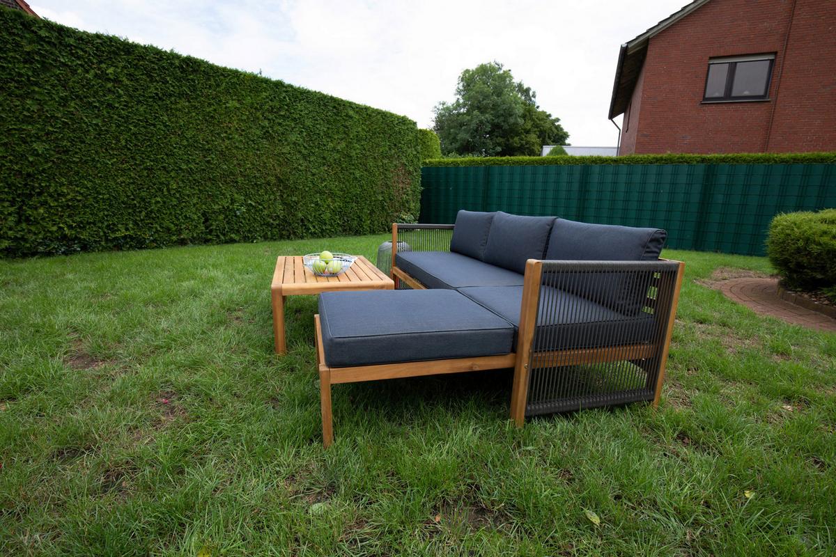 Loungegarnitur Malaga Aus Holz Mit Kissen - Schwarz/Grau, Basics, Holz/Textil (198/132cm) - Acamp