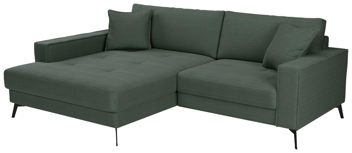 Ecksofa Ted Dunkelgrün S: 174x228 Cm - Dunkelgrün/Schwarz, Trend, Textil (174/228cm)