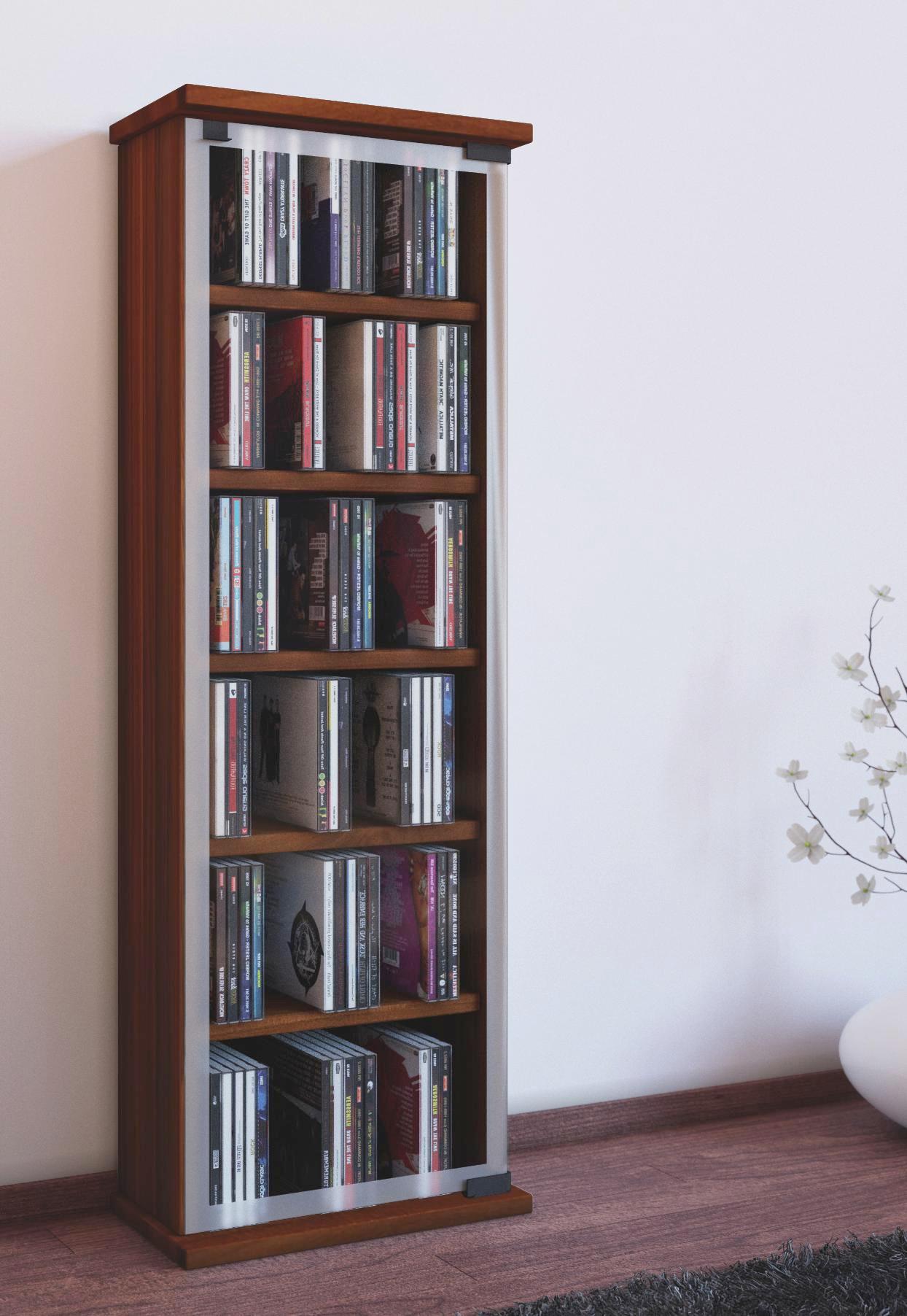 CD Regal in Kirschbaum Dekor mit Glastüren CD Regal in Kirschbaumfarben mit Türen aus Glas