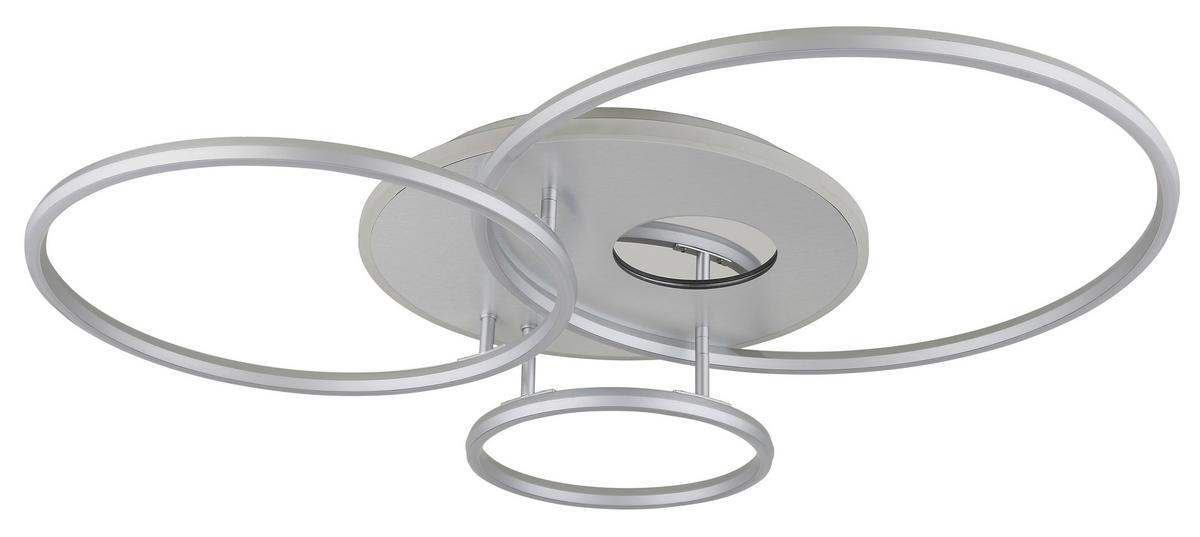 LED-Deckenleuchte Memory-Funktion - Silberfarben/Weiß, Design, Kunststoff/Metall (90/70/13cm) - Globo