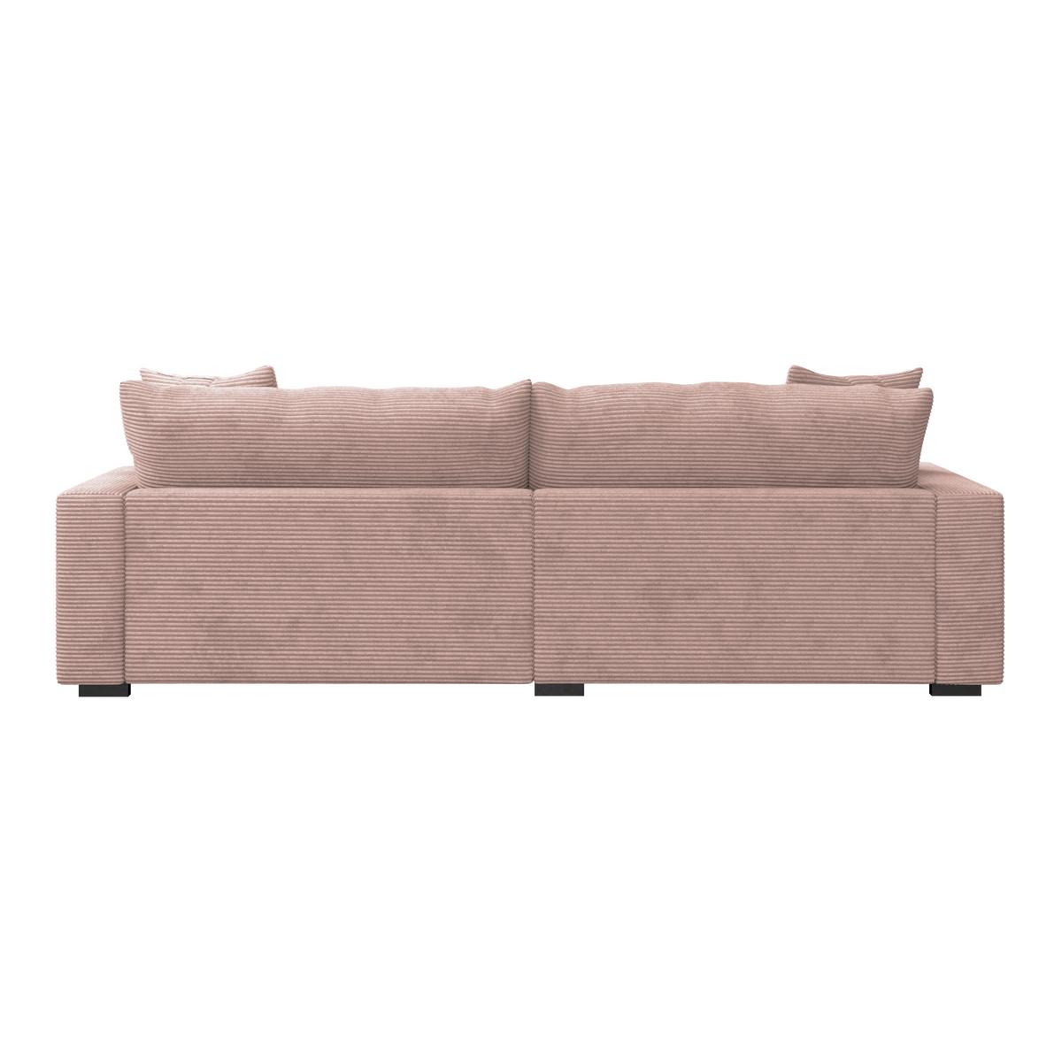 Rohová sedačka PELLE, levá, růžový manšestr - růžová/černá, Moderní, textil (180/265cm)