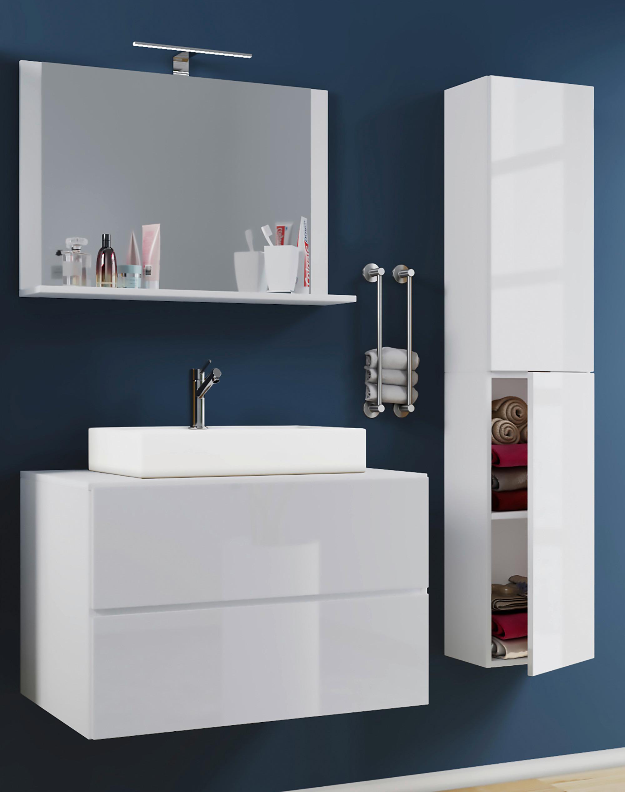 Badezimmer Lendas Weiß B: 114 cm - Weiß, MODERN, Glas/Keramik (114cm) - MID.YOU