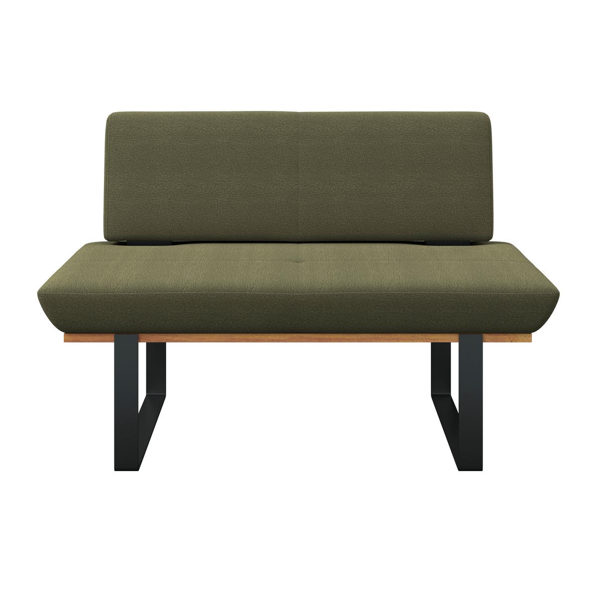 Sitzbank Tristan Webstoff grün, B: 130cm - Schwarz/Grün, MODERN, Holz/Textil (130/48/90cm) - James Wood