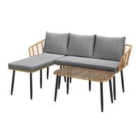 Loungegarnitur Kreta - Naturfarben/Grau, MODERN, Glas/Kunststoff (122cm) - Beldano