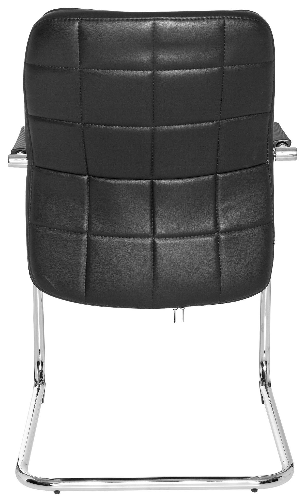 Besucherstuhl Flexo Lederlook Schwarz Bis 110 Kg - Chromfarben/Schwarz, MODERN, Kunststoff/Textil (55/94/43cm) - MID.YOU