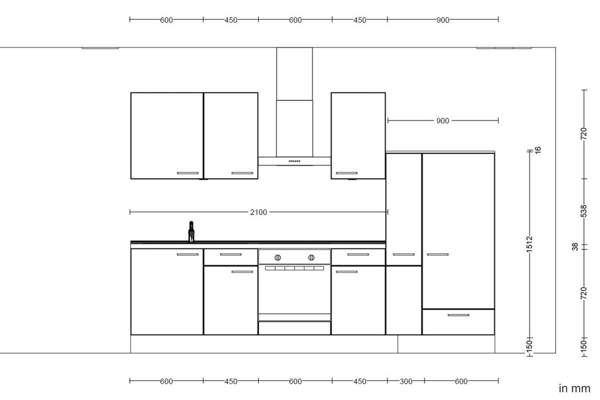 Kuchyňská linka 300 cm, kamenná sivá - šedá/černá, Moderní, kov/kompozitní dřevo (300cm) - Nobilia