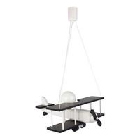 Kinderhängeleuchte Flugzeug H: 75 Cm 1-Flammig - Schwarz/Weiß, KONVENTIONELL, Holz (42/45/75cm)