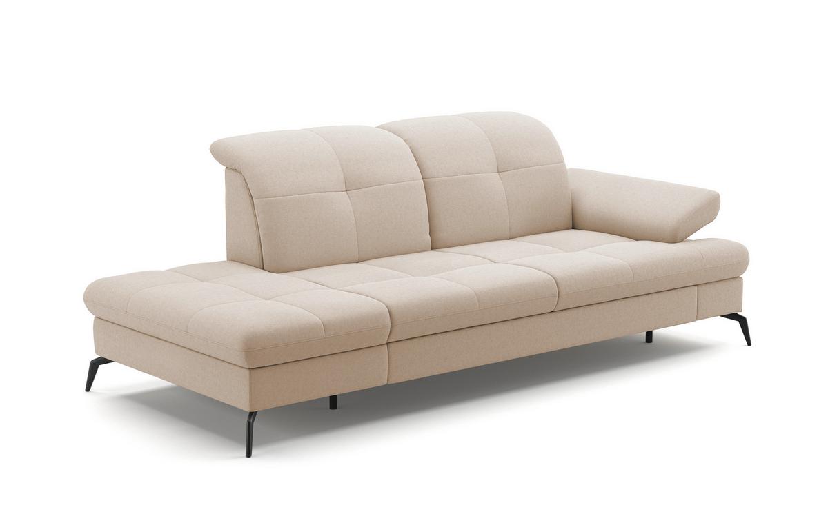 Récamiere Amica E, Creme B: 231 Cm - Creme/Schwarz, KONVENTIONELL, Textil (231/90/122cm) - Sit & More