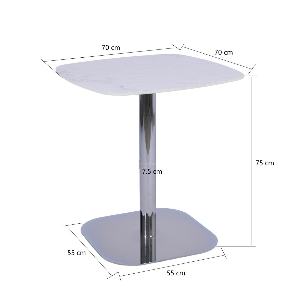 BISTRO STOLEK THEO -TREND- - bílá/barvy chromu, Moderní, kov/kámen (70/75/70cm) - Premium Living