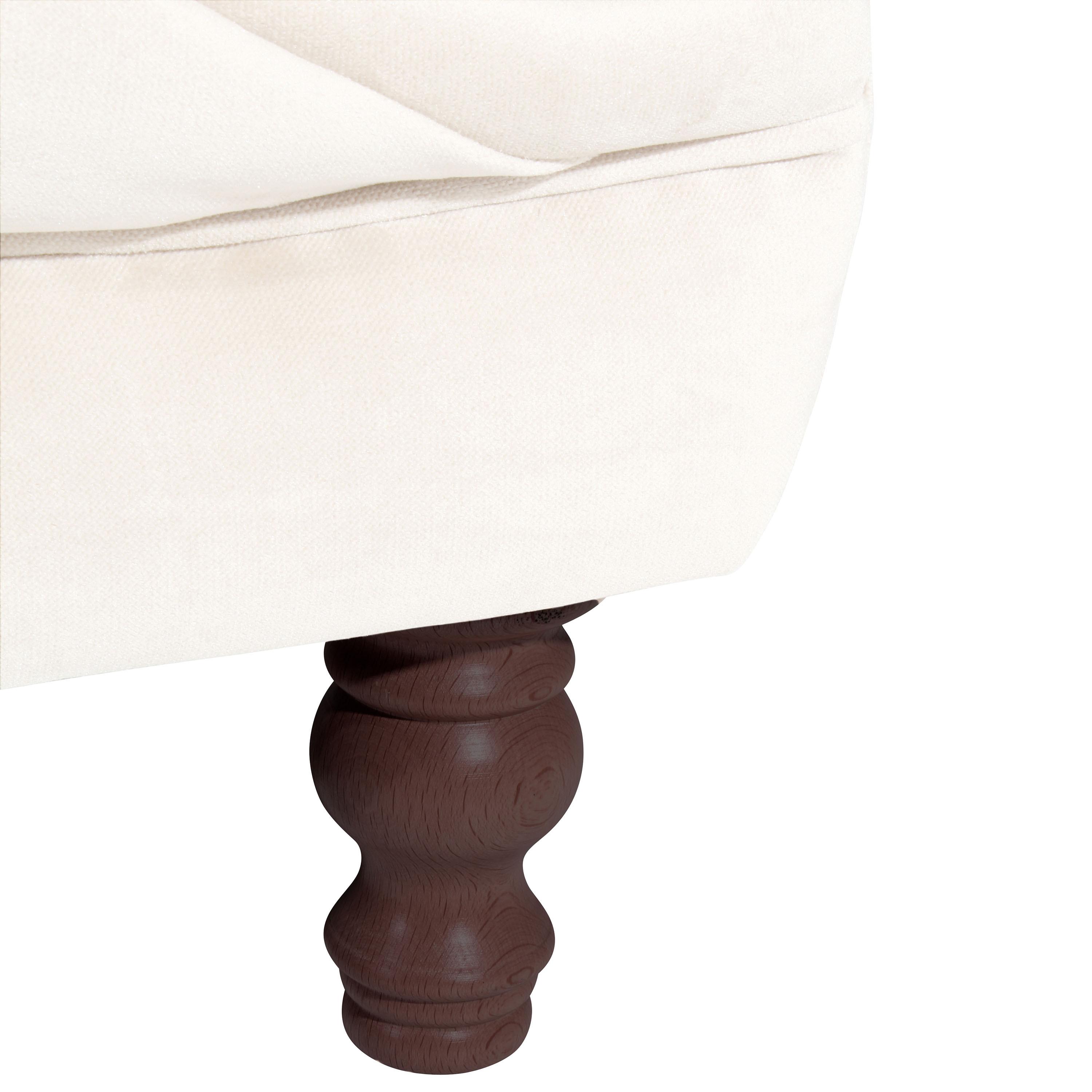 3-Sitzer-Sofa Ivette mit Armlehnen Creme Velours - Nussbaumfarben/Creme, Design, Textil (253/80/100cm) - Max Winzer