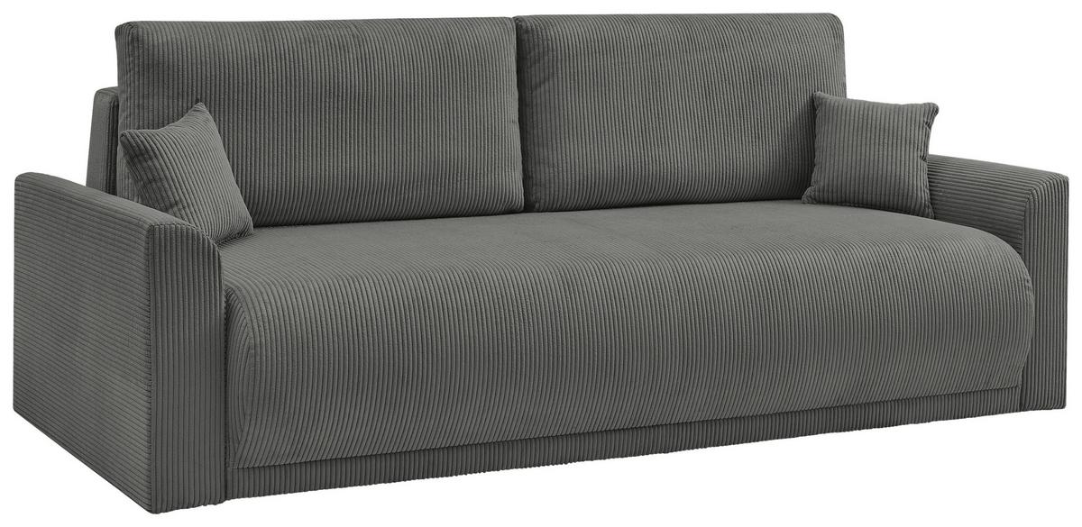 Rozkládací pohovka KIM, tmavě šedý manšestr - tmavě šedá, Moderní, dřevo (234/90/103cm)