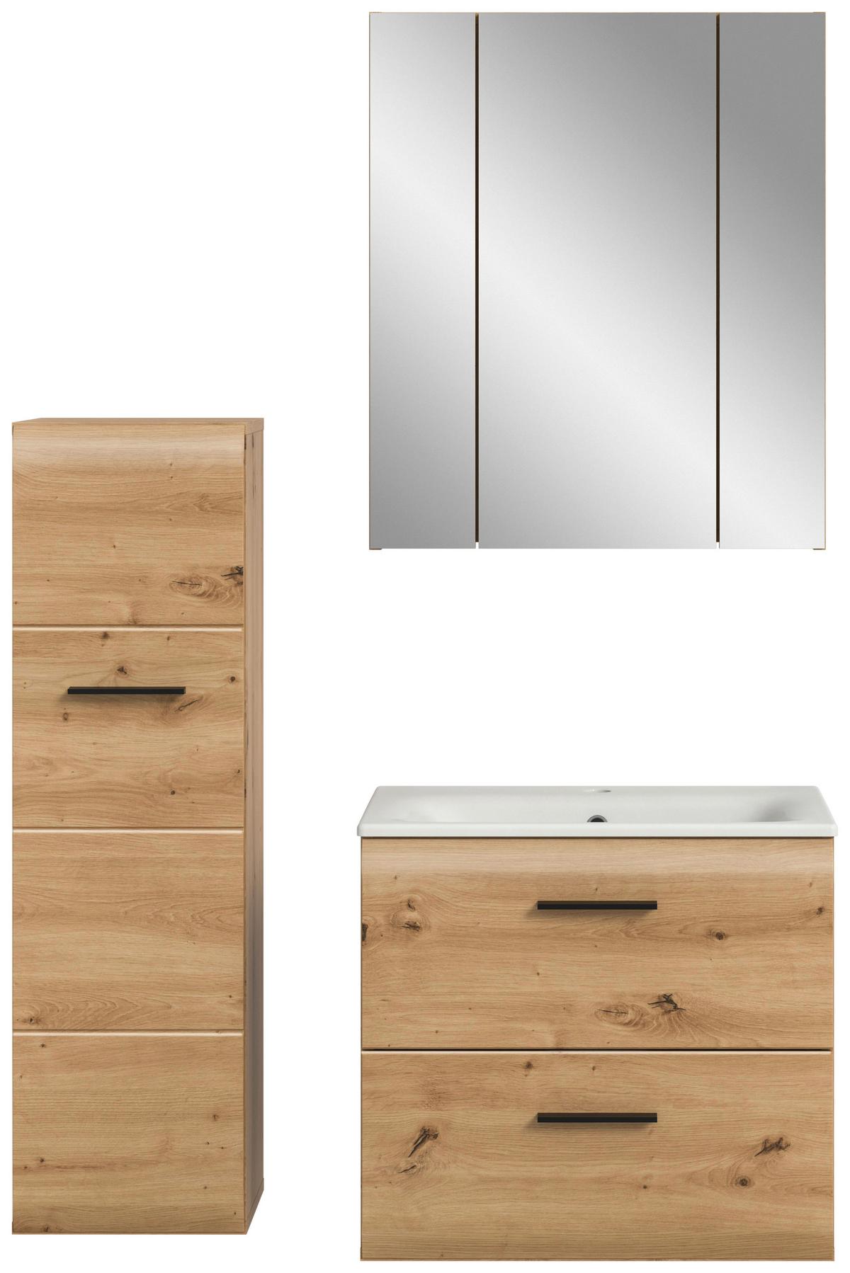 Badezimmer Ice Eiche Artisan Dekor B: 90cm - Eiche Artisan/Weiß, Basics, Keramik/Holzwerkstoff (90cm) - MID.YOU