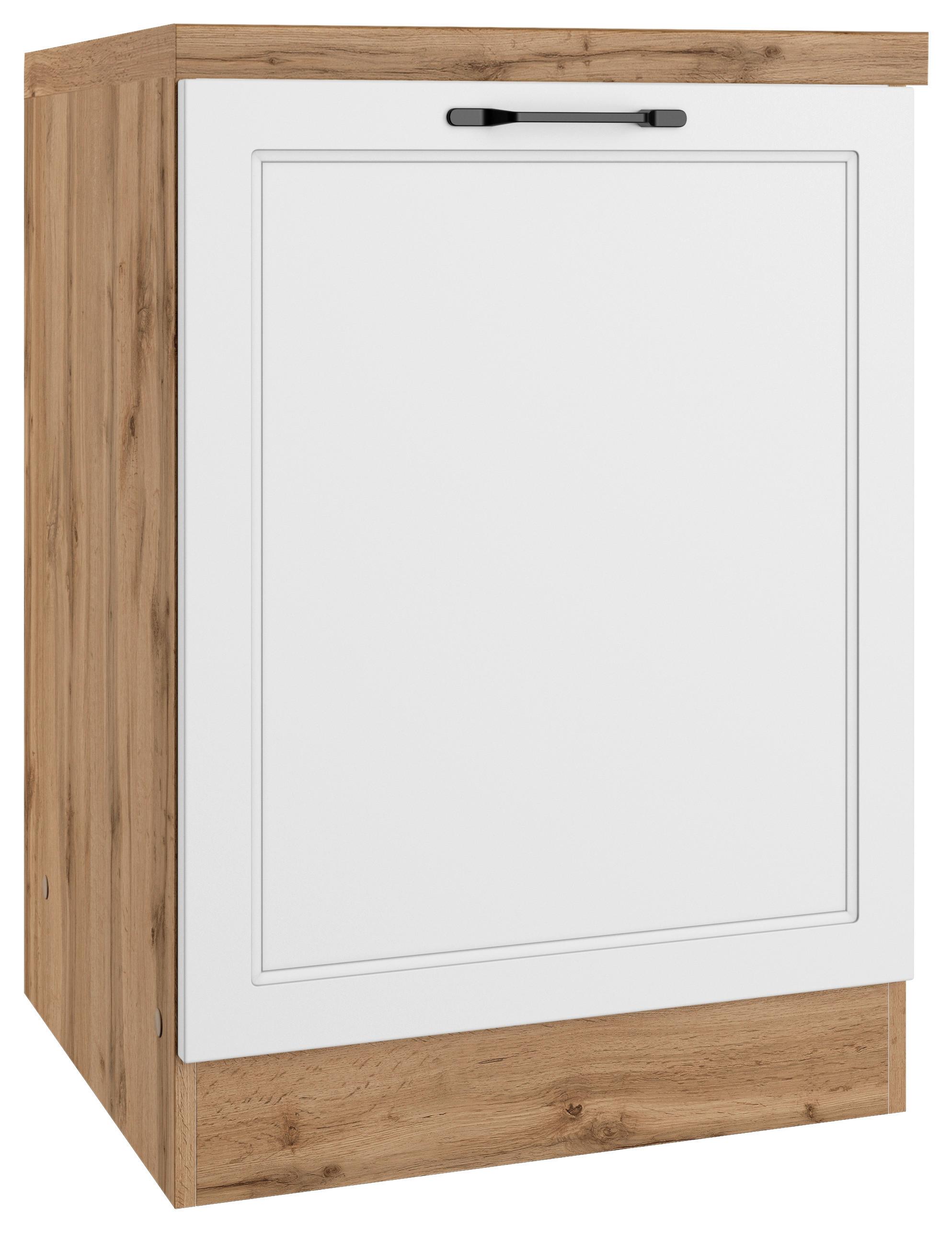 Küchenunterschrank Meran B: 60 cm Weiß/Eiche Dekor - Eiche Wotan/Weiß, LIFESTYLE, Holzwerkstoff (60/86/60cm) - Held