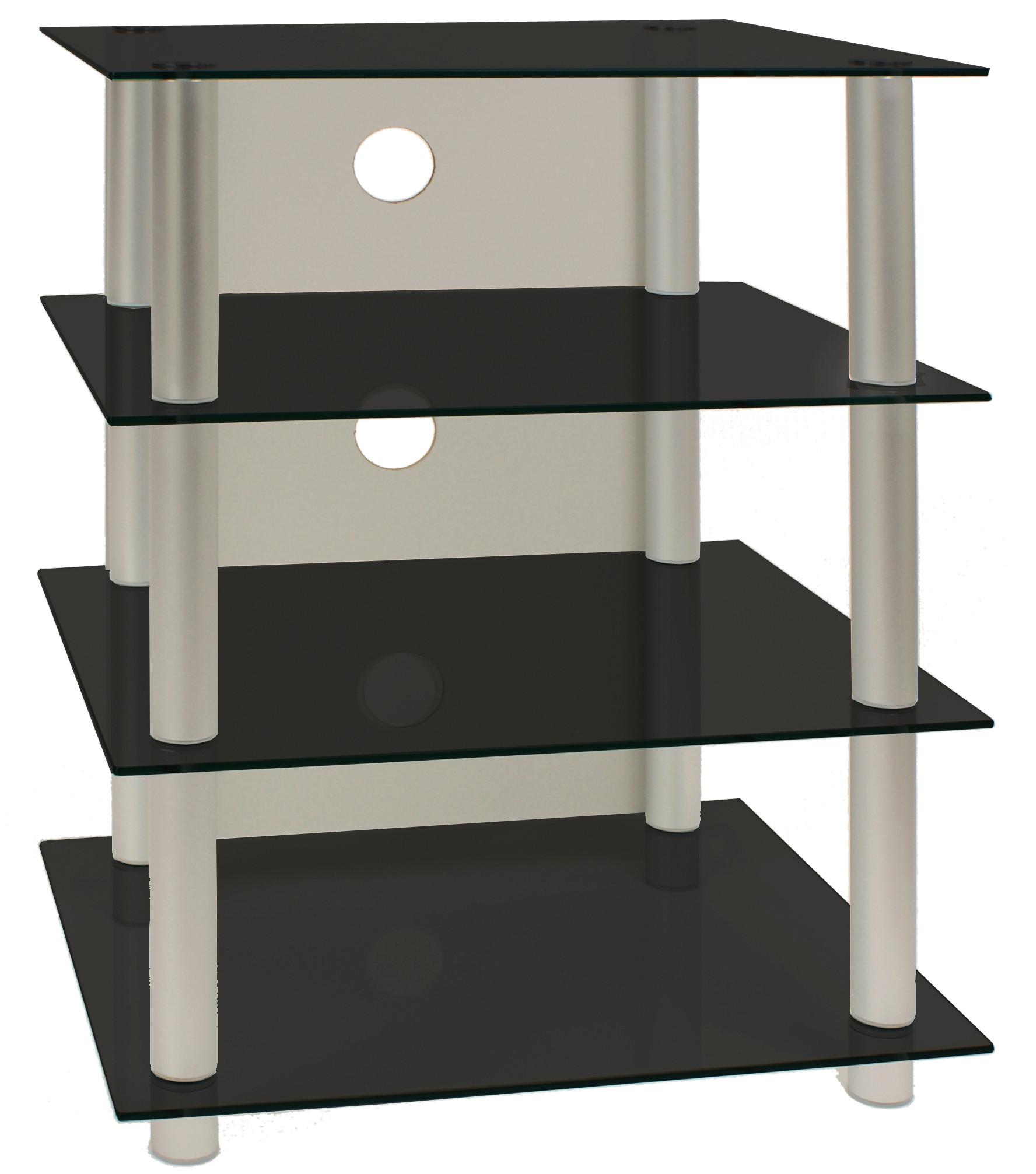 Phonotisch Blados B: 54 cm Schwarz/Silberfarben - Silberfarben/Schwarz, KONVENTIONELL, Glas/Metall (54/70/45cm) - MID.YOU