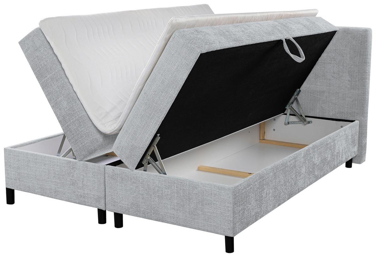 Boxbett Mit Topper & Bettkasten 180x200 Cm Haga - Hellgrau/Schwarz, MODERN, Holz/Kunststoff (180cm) - MID.YOU