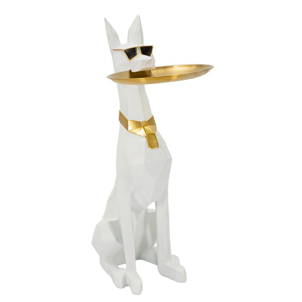 SKULPTUR Kunststoff/Metall, Weiß/Gold
