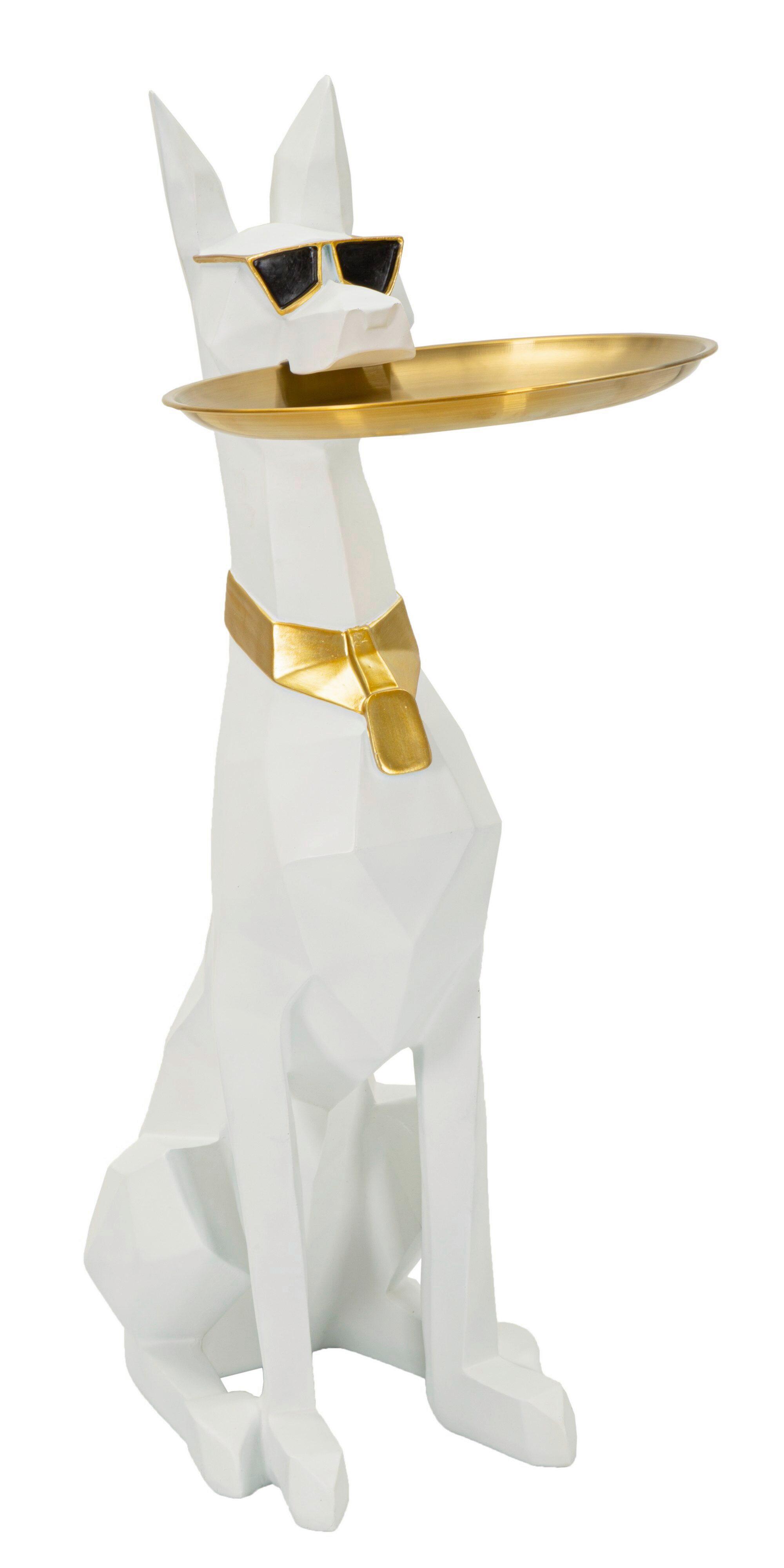 Skulptur Kunststoff/Metall, Weiß/Gold