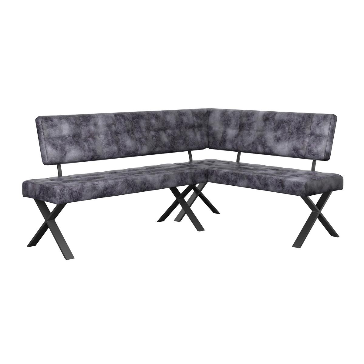 Eckbank Anthrazit Webstoff Donna 200x150 Cm - Anthrazit/Schwarz, MODERN, Textil/Metall (200/150cm)