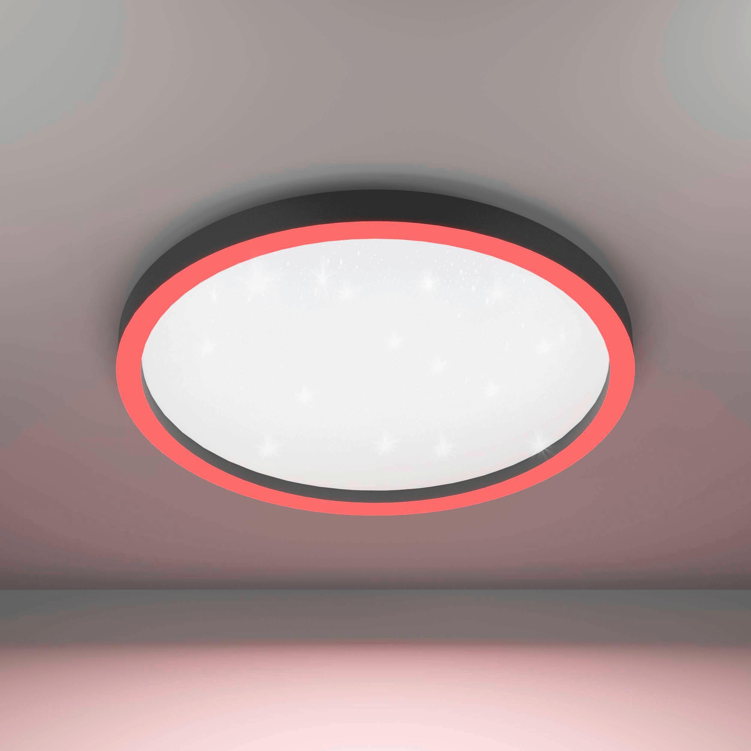 Deckenleuchte Montemorelos Ø 57 cm Farbwechsler - Schwarz/Weiß, Basics, Kunststoff/Metall (57/7cm) - Eglo