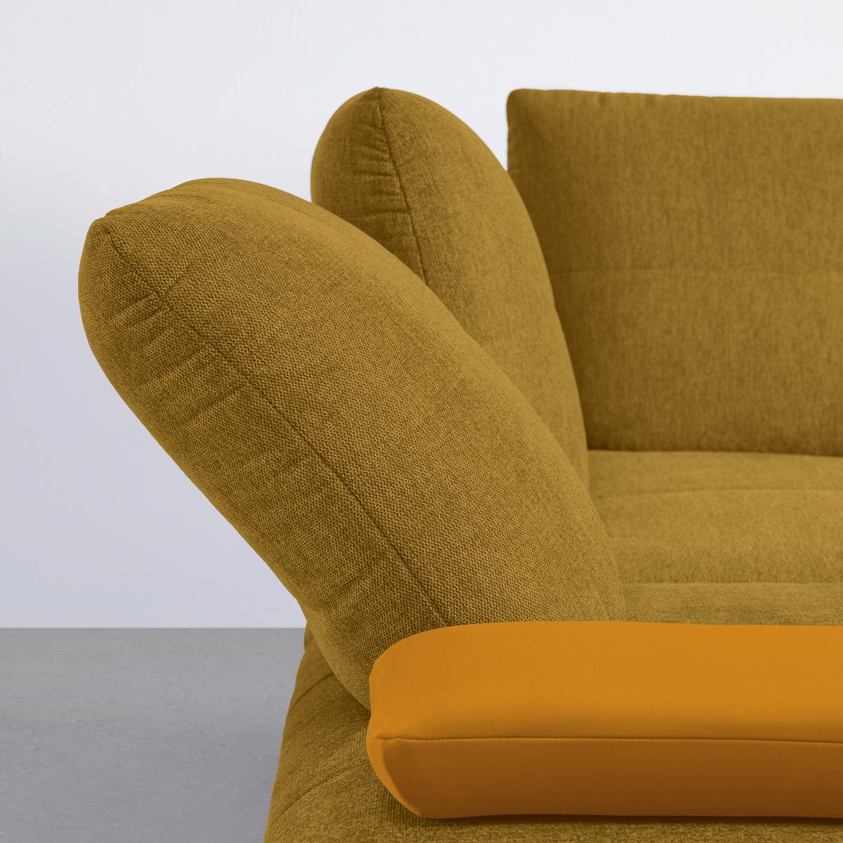Rohová sedačka TRENDY, levá, zlatá / hořčicově žlutá - černá/barvy zlata, Moderní, kov/kompozitní dřevo (250/93/310cm) - Premium Living