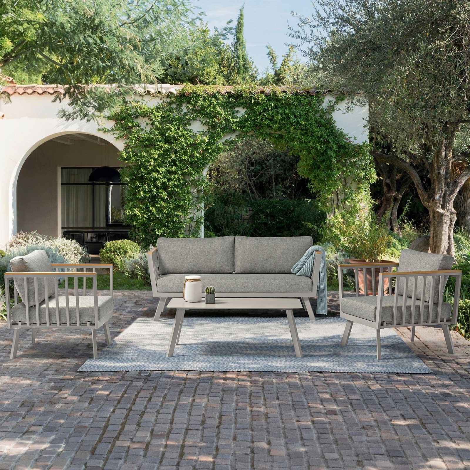 Loungegarnitur Gondola - Taupe/Grau, MODERN, Kunststoff/Textil (175/70/72cm) - Acamp