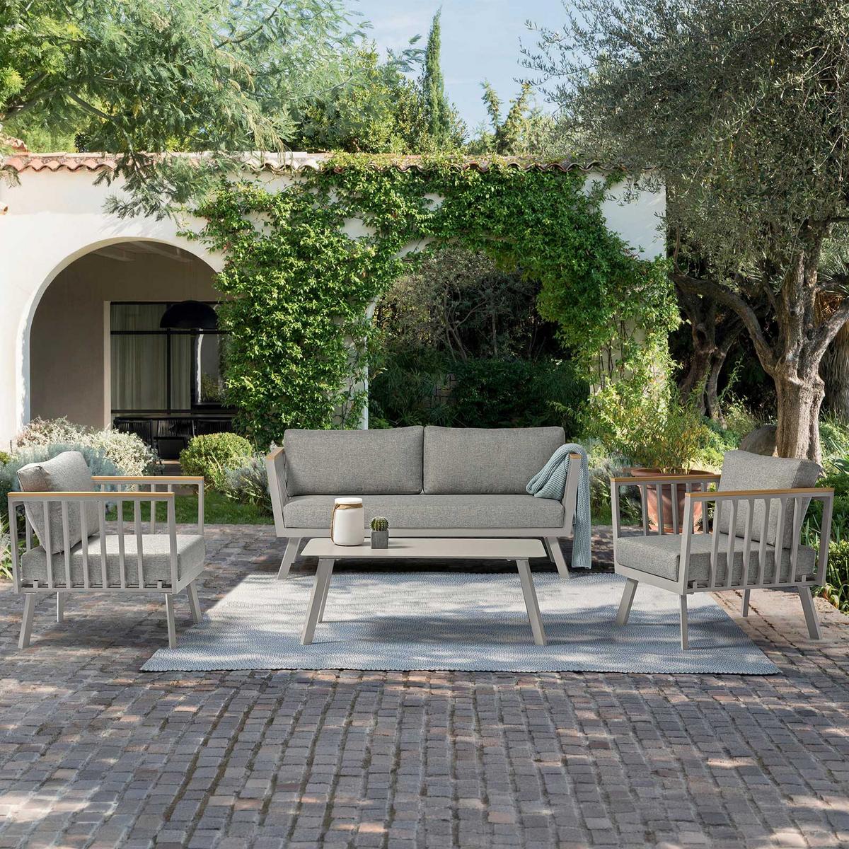 Loungegarnitur Gondola - Taupe/Grau, MODERN, Kunststoff/Textil (175/70/72cm) - Acamp