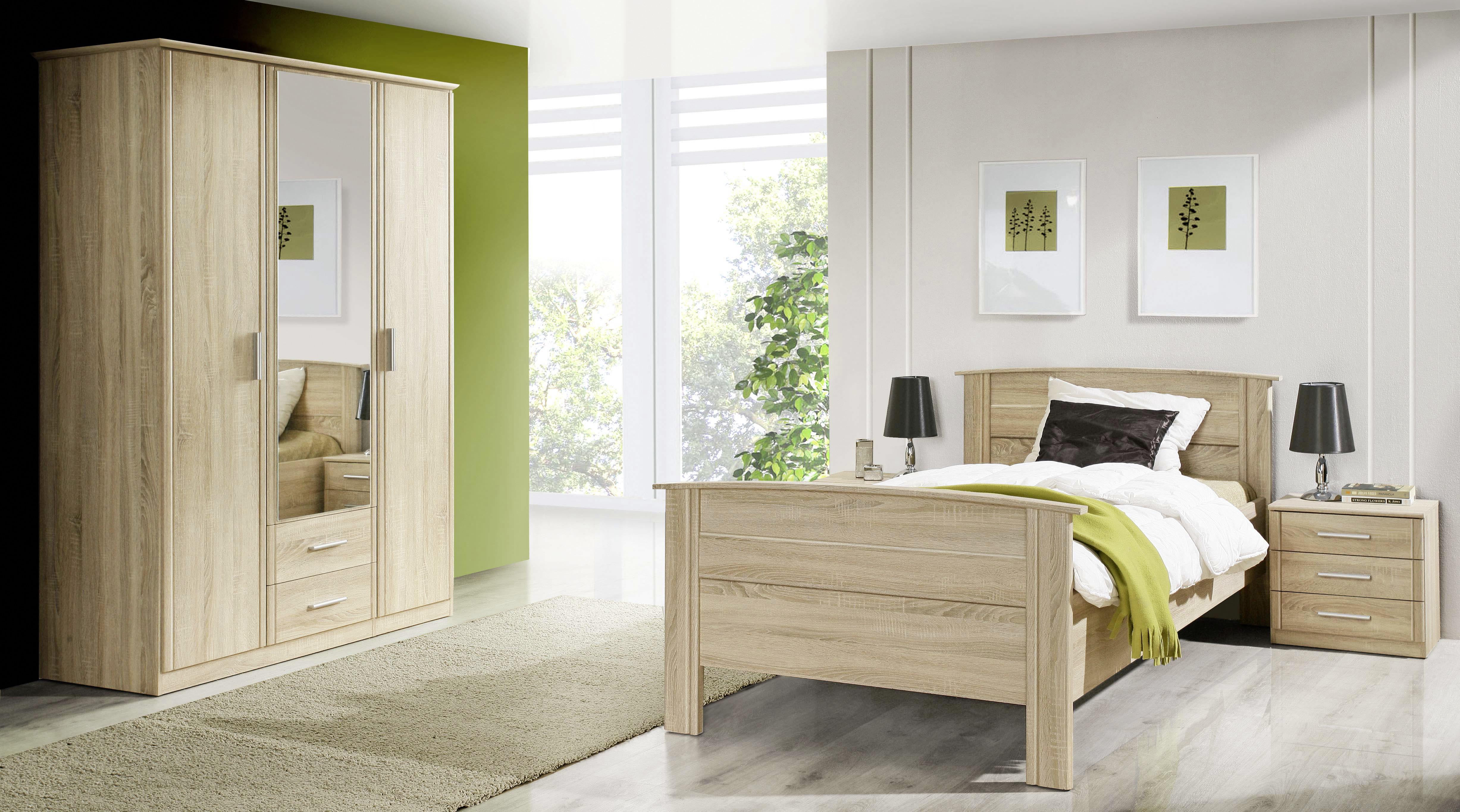 Drehtürenschrank Mit Spiegel 134cm Gloria, Sonoma Dekor - Sonoma Eiche, KONVENTIONELL, Glas/Holzwerkstoff (134/196/55cm) - MID.YOU