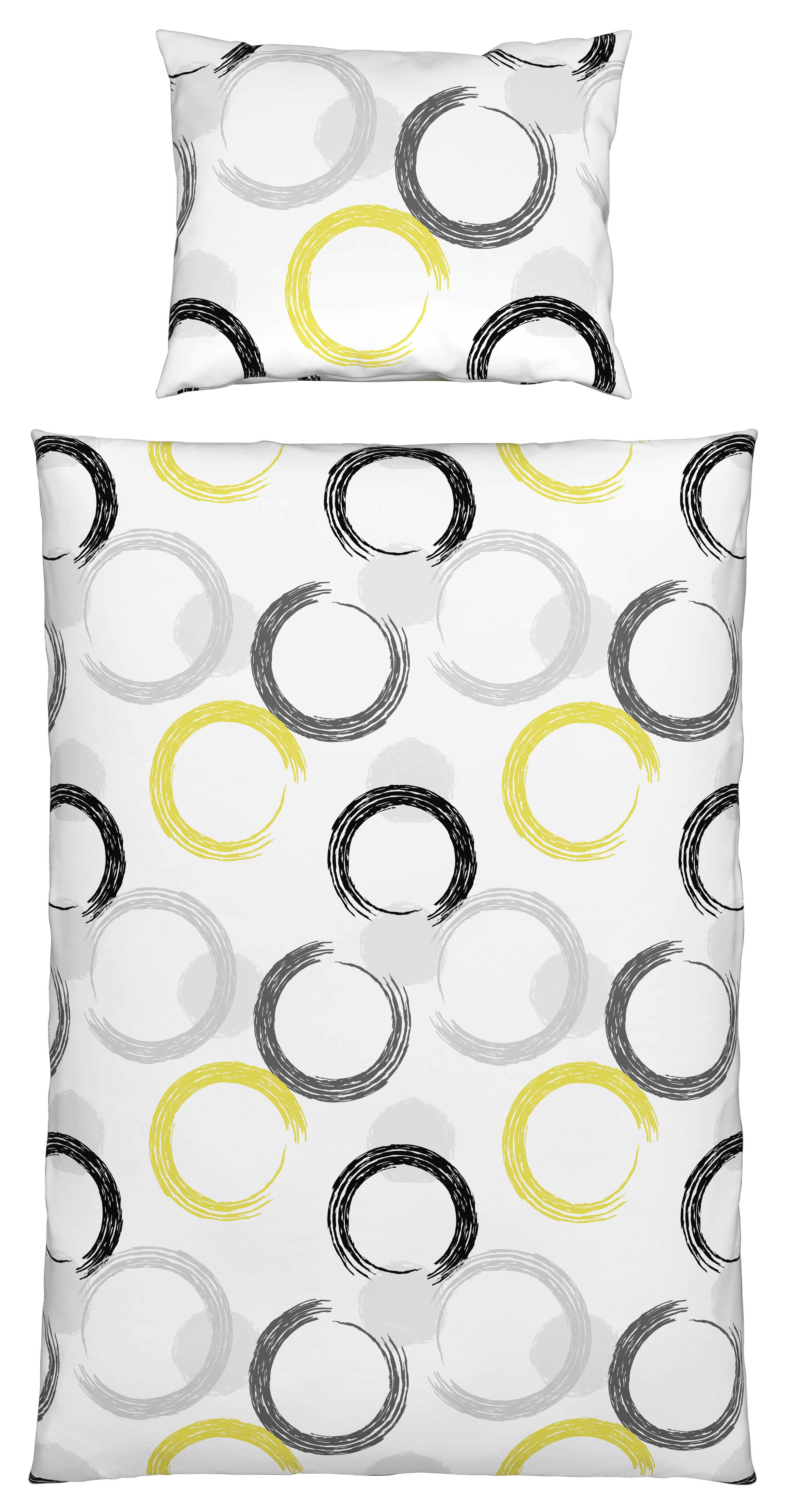 Ágyneműhuzat-garnitúra Charlene - sárga/fehér, Modern, textil - Luca Bessoni