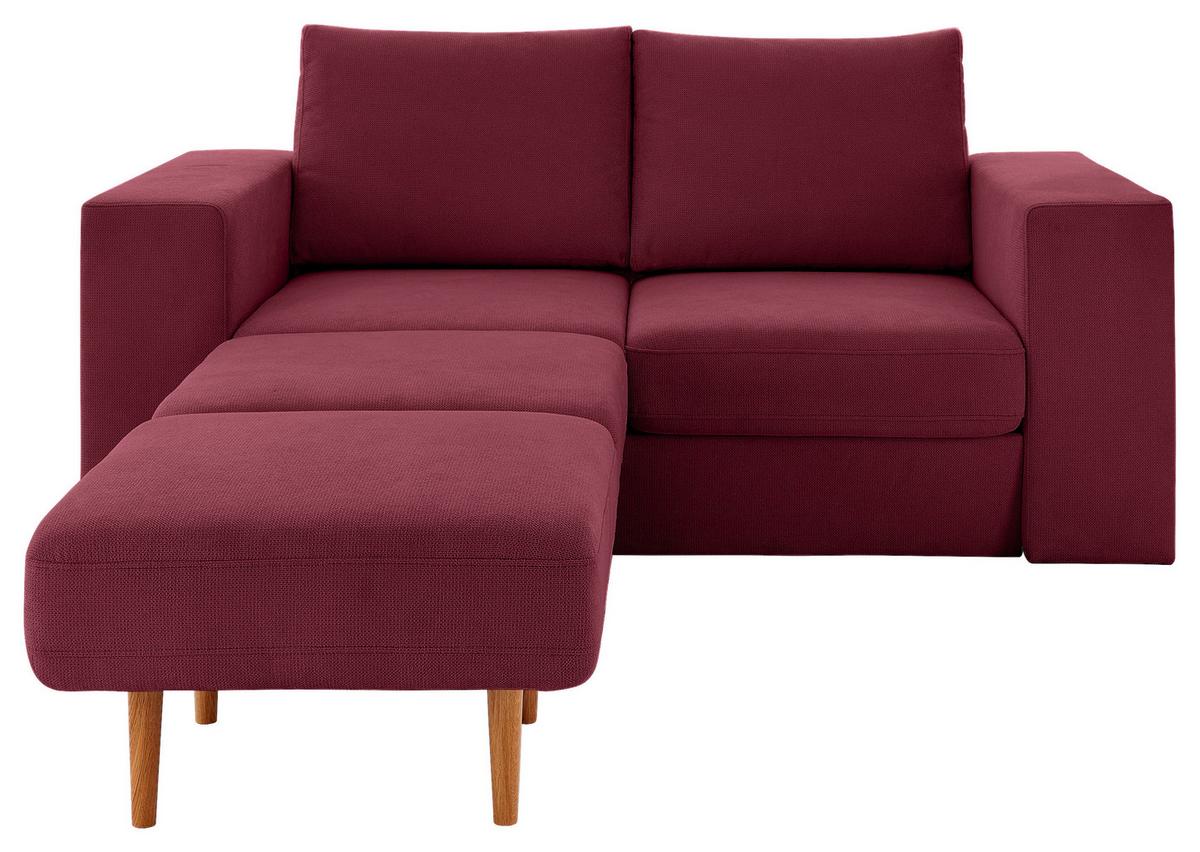 4-Sitzer-Sofa Looks Rot/Beere - Eichefarben/Beere, Design, Textil (252/96/107cm) - LOOKS by W.Joop