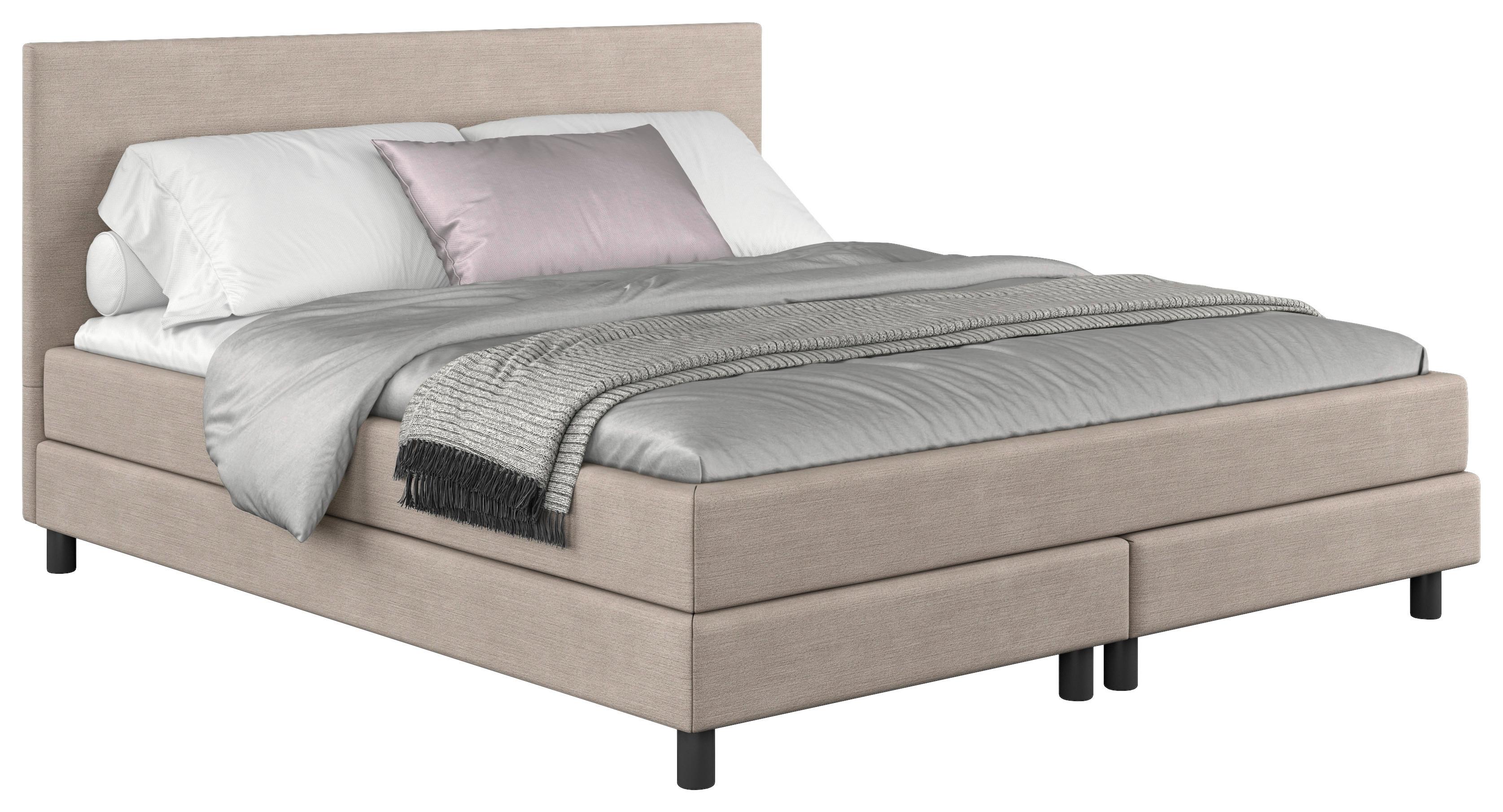 Boxbett mit Topper Andorra 140x200 cm Beige - Beige/Schwarz, MODERN, Holz/Holzwerkstoff (140/200cm) - MID.YOU