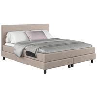 Boxbett mit Topper Andorra 160x200 cm Beige - Beige/Schwarz, MODERN, Holzwerkstoff/Textil (160/200cm) - MID.YOU