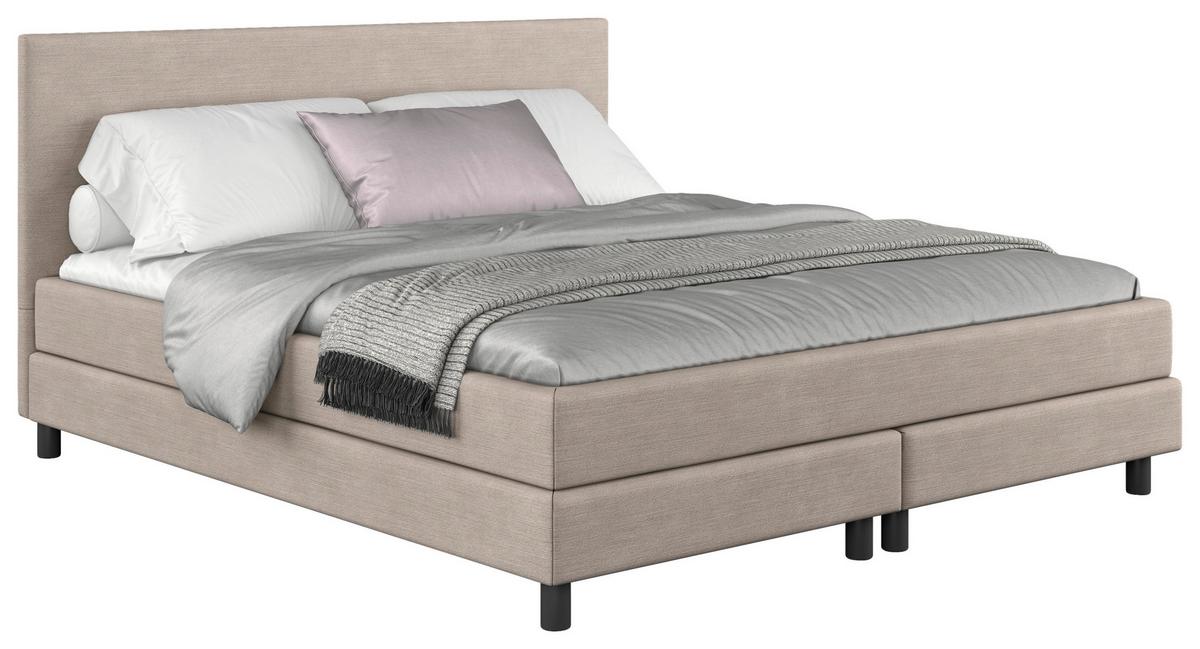 Boxbett mit Topper Andorra 160x200 cm Beige - Beige/Schwarz, MODERN, Holzwerkstoff/Textil (160/200cm) - MID.YOU