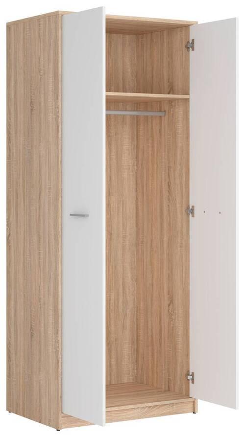 Drehtürenschrank Nepo Plus - Weiß/Sonoma Eiche, MODERN, Holzwerkstoff (80/197/54,5cm) - MID.YOU