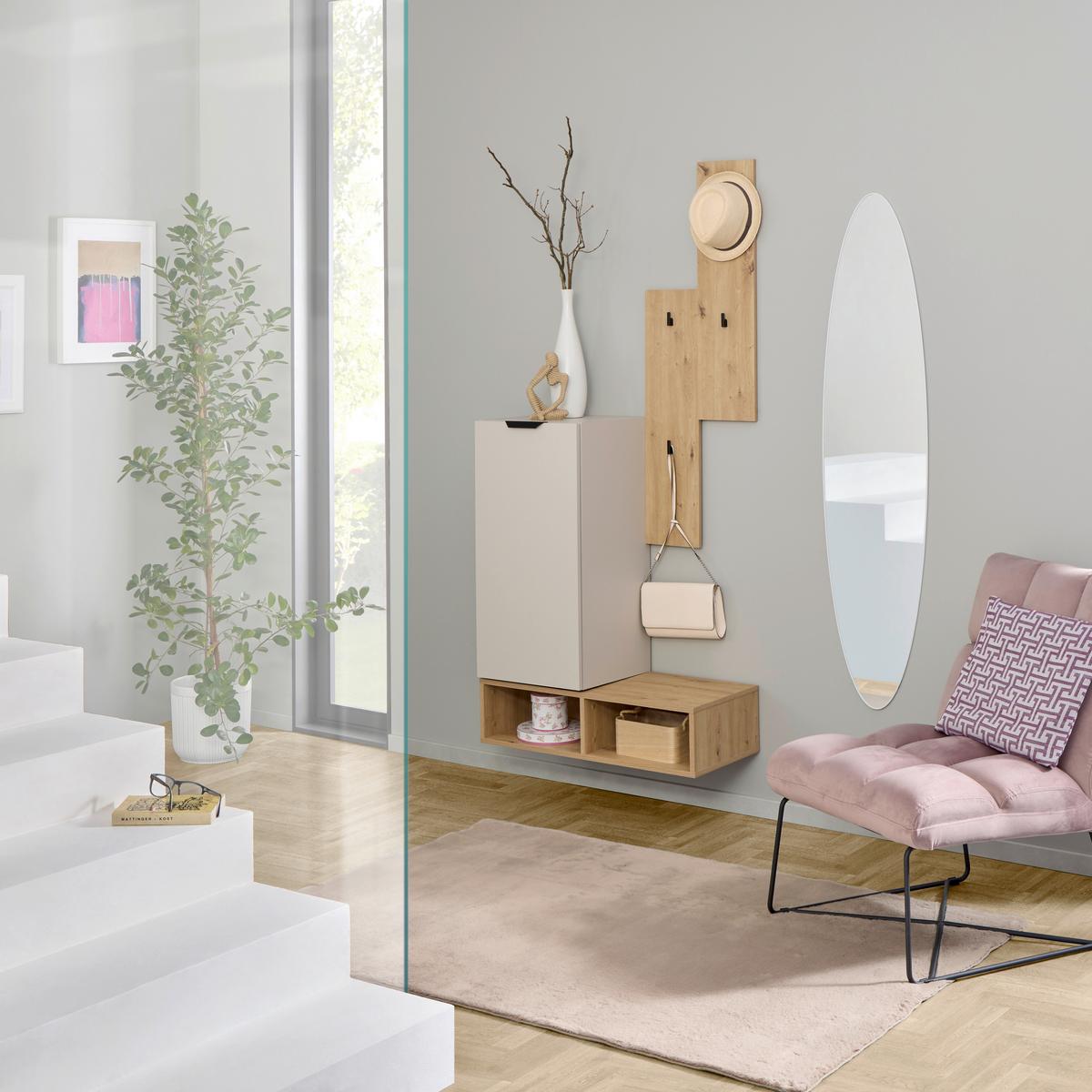 Garderobe CIAO Kaschmir Eiche Artisan B: 80cm - Kaschmir/Eiche Artisan, MODERN, Holzwerkstoff (80/181/37,9cm)