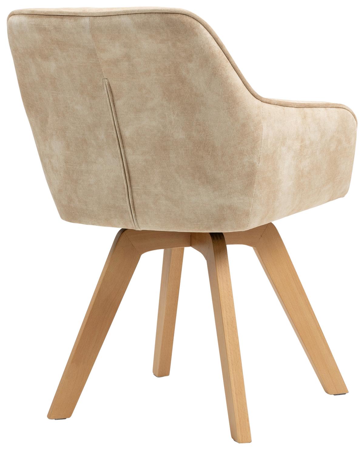 Armlehnstuhl Hanna Beige, Sitzfl. 180° Drehb. - Beige/Buchefarben, KONVENTIONELL, Holz/Textil (63/83/63cm) - MID.YOU