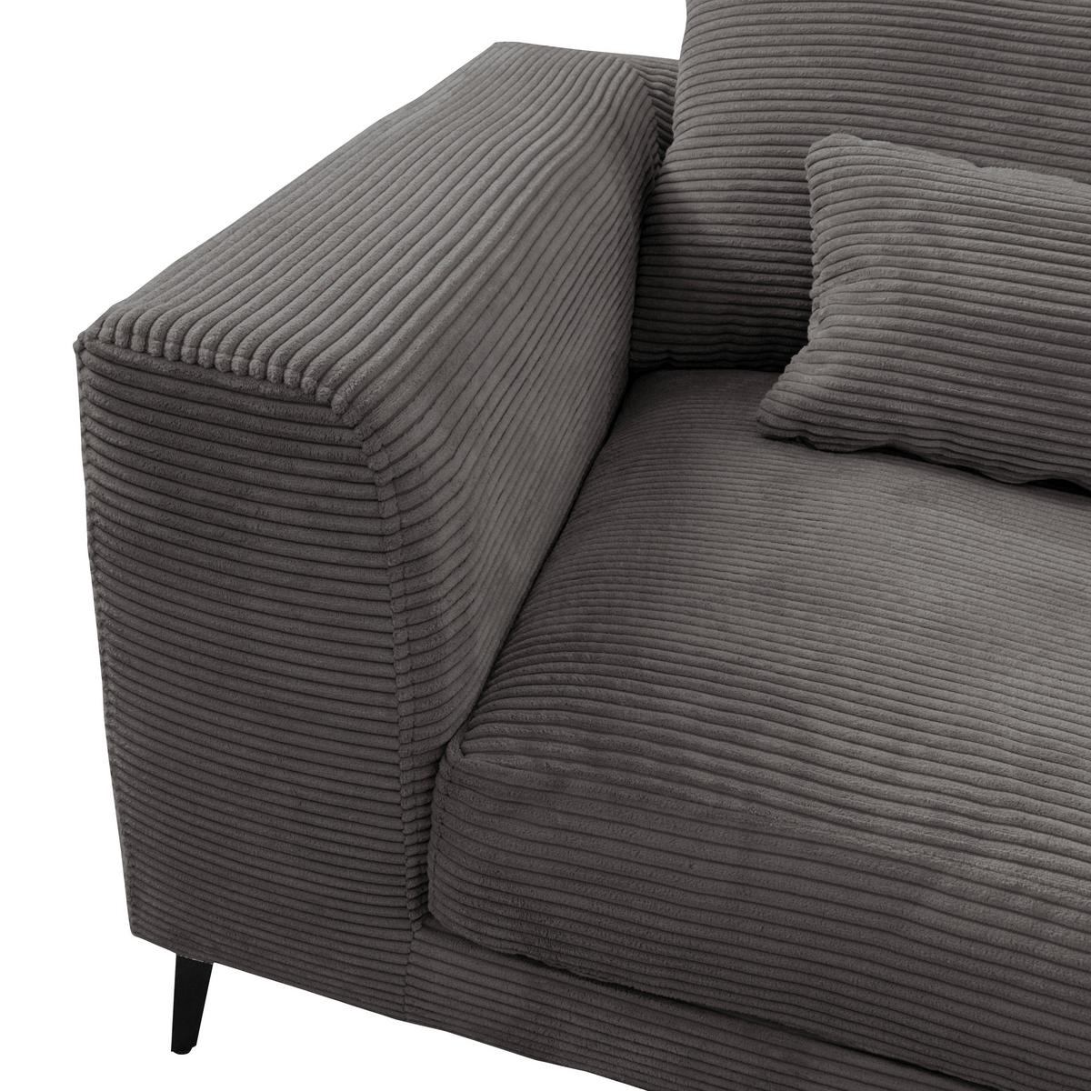 Ecksofa Berlin Cord Grau 313x172 Cm - Schwarz/Grau, Design, Textil (313/172cm) - Livetastic