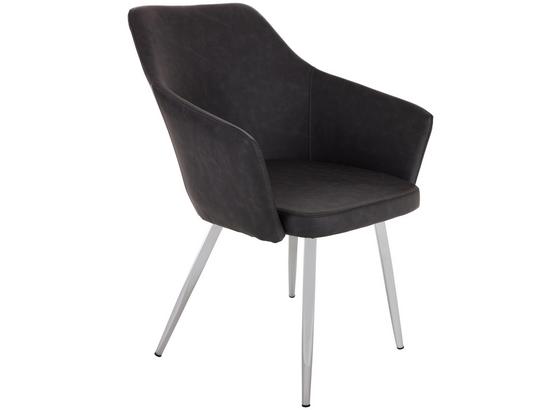 Stuhl Sabrina Grau - Chromfarben/Grau, MODERN, Textil/Metall (51/86/55cm) - Ombra Stuhl Sabrina Grau - Chromfarben/Grau, MODERN, Textil/Metall (51/86/55cm) - Ombra