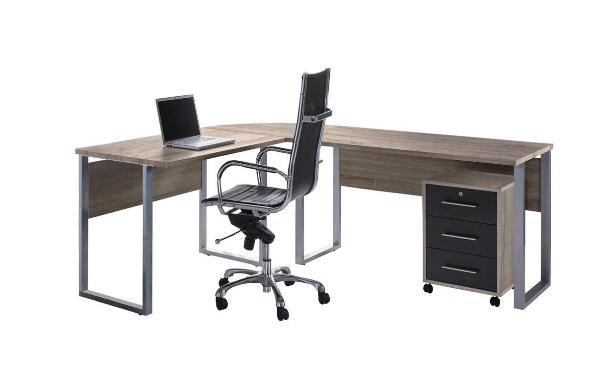 Büro Office Edition Eiche Dekor/Anthrazit Hg - Anthrazit Hochglanz/Sonoma Eiche, MODERN, Holzwerkstoff/Metall - MID.YOU