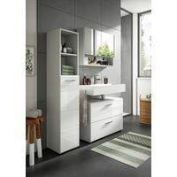 Badezimmer Copa Grau Weiß Hg B: 110 Cm - Weiß Hochglanz/Schwarz, MODERN, Holzwerkstoff (110cm) - MID.YOU