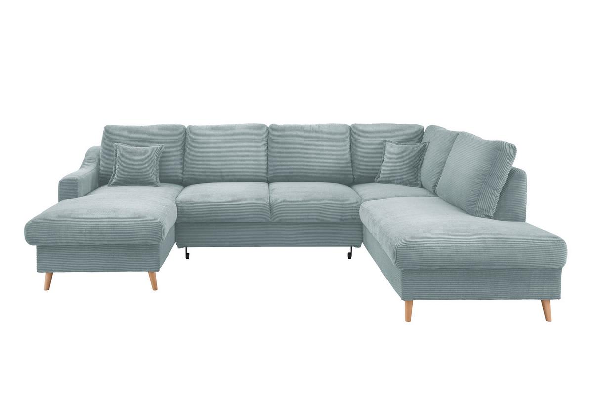 Wohnlandschaft Valentina - Naturfarben/Hellblau, KONVENTIONELL, Textil (150/301/200cm) - P & B