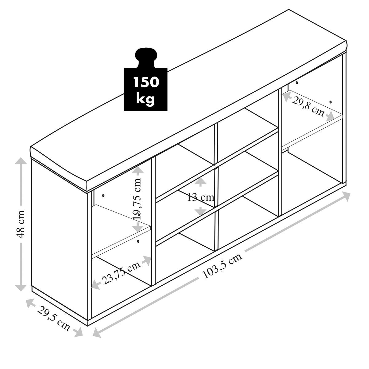 Schuhregal Mit Sitzkissen Orange, Schwarz, B: 103,5 cm - Schwarz/Orange, Basics, Holzwerkstoff/Textil (103,5/48/29,5cm) - Kesper