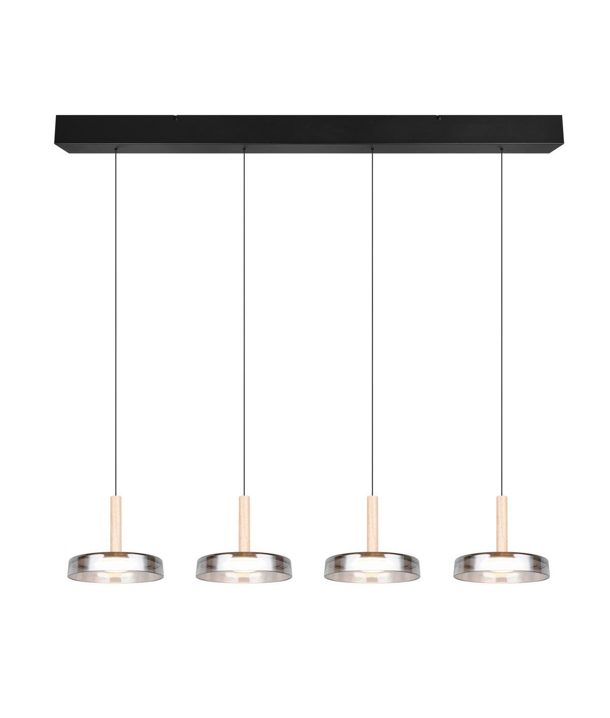 LED-Pendelleuchte 354910432 Celeste - Chromfarben/Schwarz, Design, Glas/Metall (115/22/200cm) - Trio Leuchten