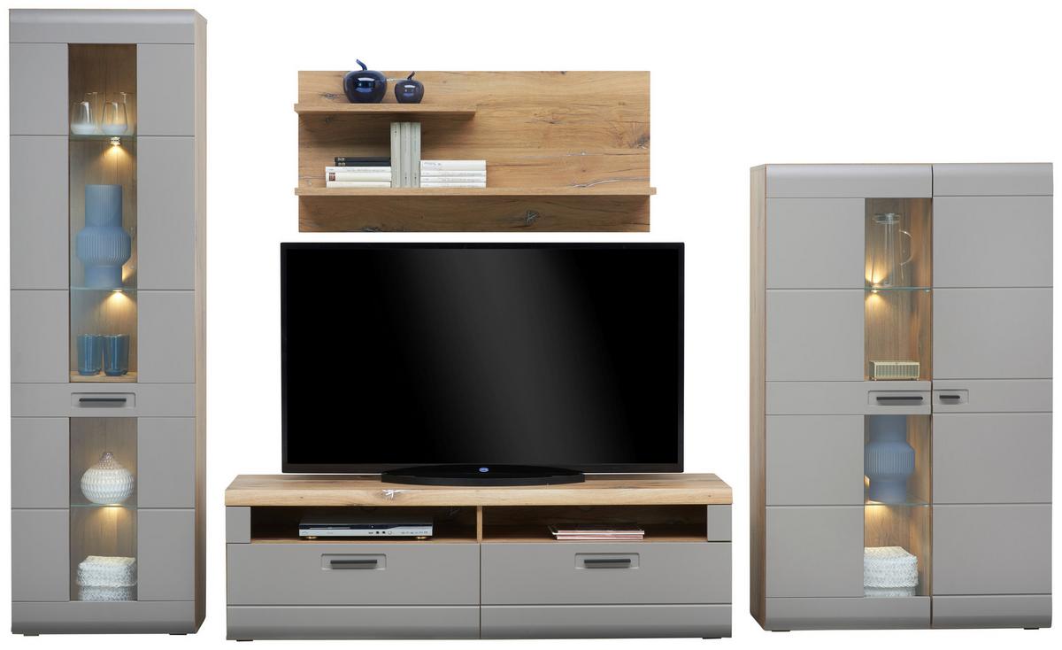 Tv-lowboard Auris B: 163,2 Cm Basalt/eiche Dekor - Eichefarben, MODERN, Holzwerkstoff (163,2/49,5/49,6cm) - Luca Bessoni