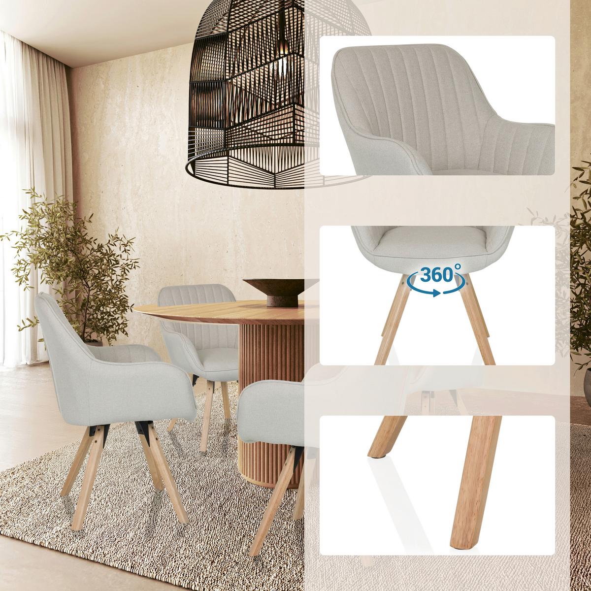 Armlehnstuhl Scandi Ted Creme B: 56 cm - Buchefarben/Creme, MODERN, Holz/Textil (56/84/62cm) - MID.YOU