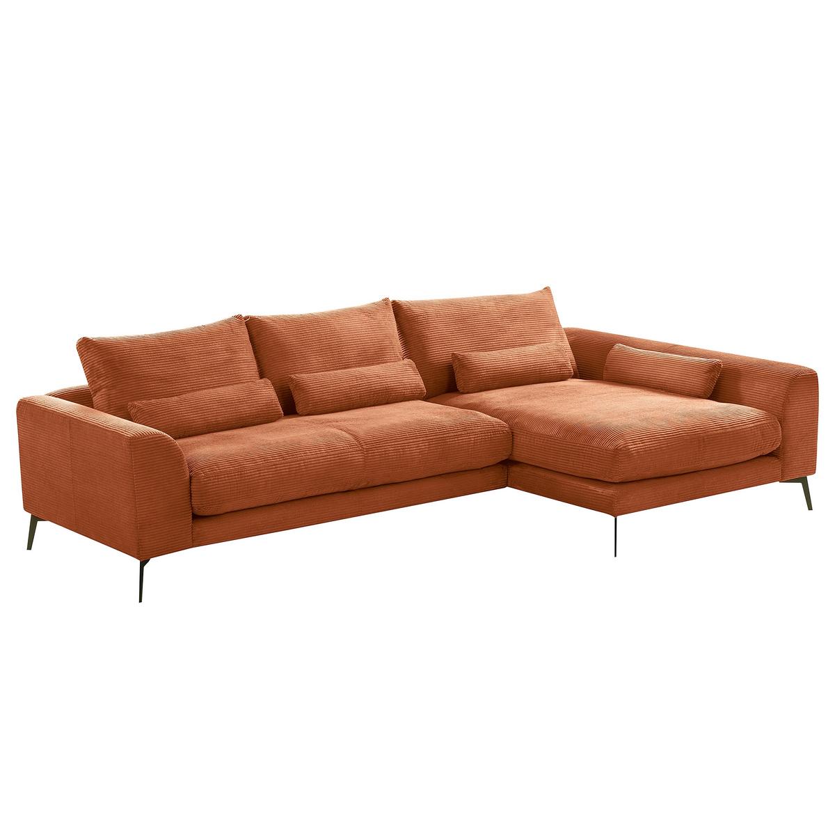 Ecksofa Berlin Cord Kupferfarben 313x172 cm - Schwarz/Kupferfarben, Design, Textil (313/172cm) - P & B