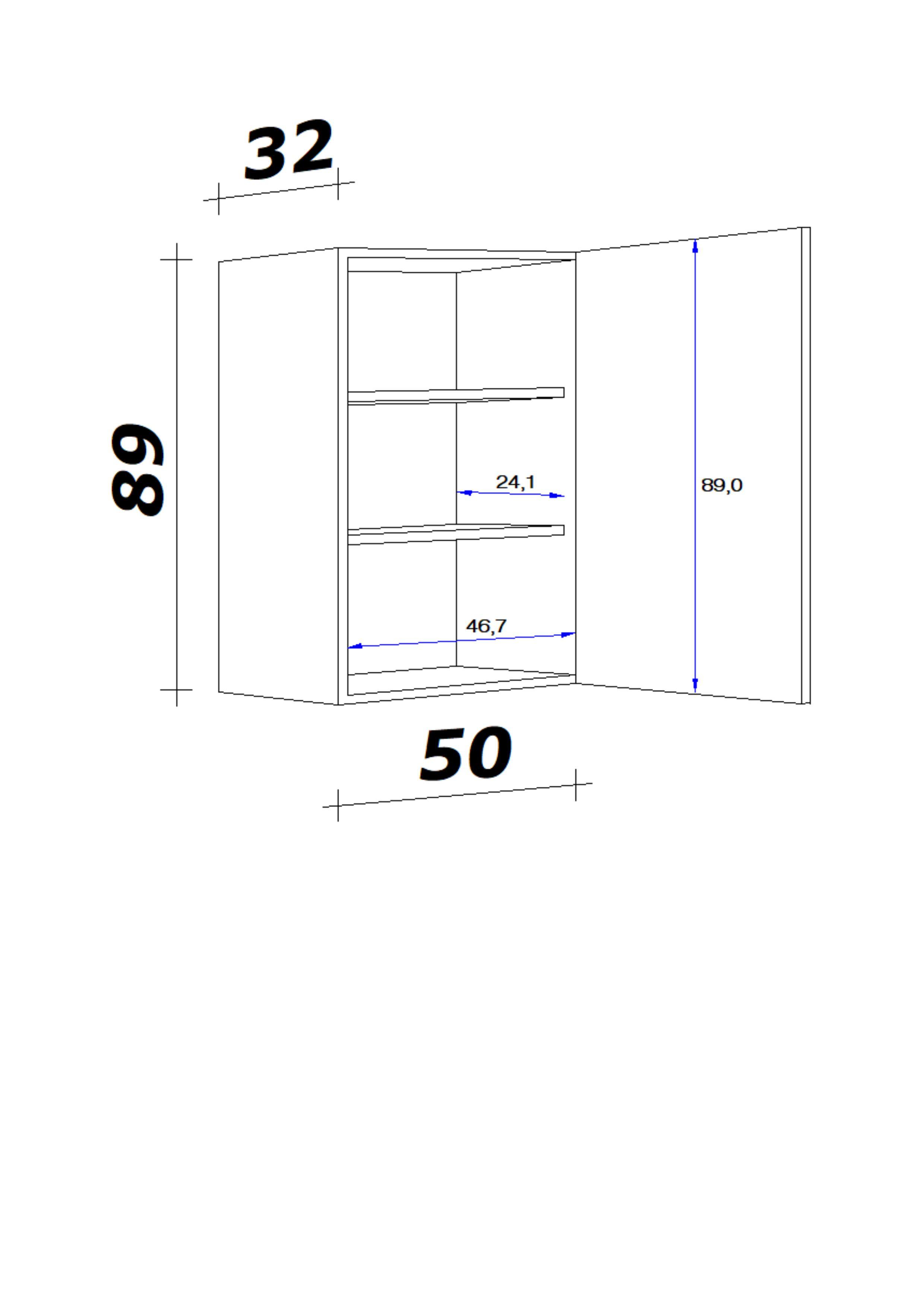 Kuchyňská horní skříňka NANO H 50 - barvy buku/barvy nerez oceli, Moderní, kompozitní dřevo/plast (50/89/32cm) - MID.YOU