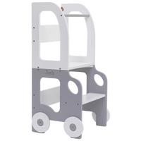 Hochstuhl Car Step Stool aus Holz Grau/Weiß - Weiß/Grau, Basics, Holz (38/90/40cm)