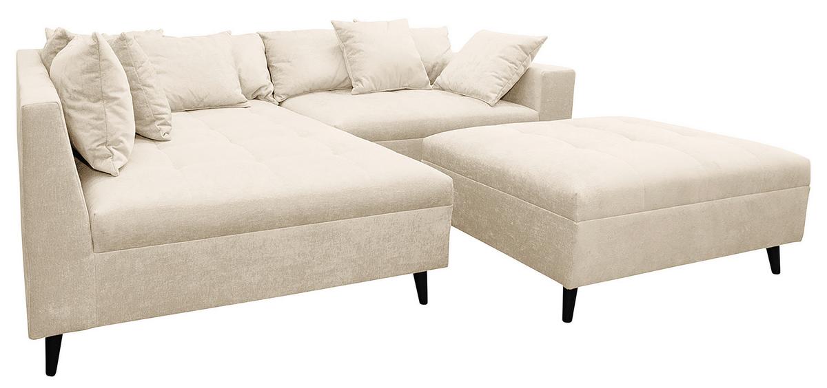 Ecksofa Pruno, Beige S: 174x247 Cm - Beige/Schwarz, Design, Textil (174/247cm) - MID.YOU